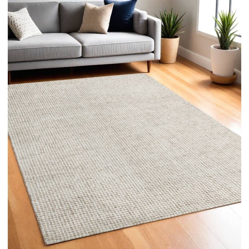 Hand Tufted Modern Area Rug - 5' X 7' - Cream/Onyx - Rectangle
