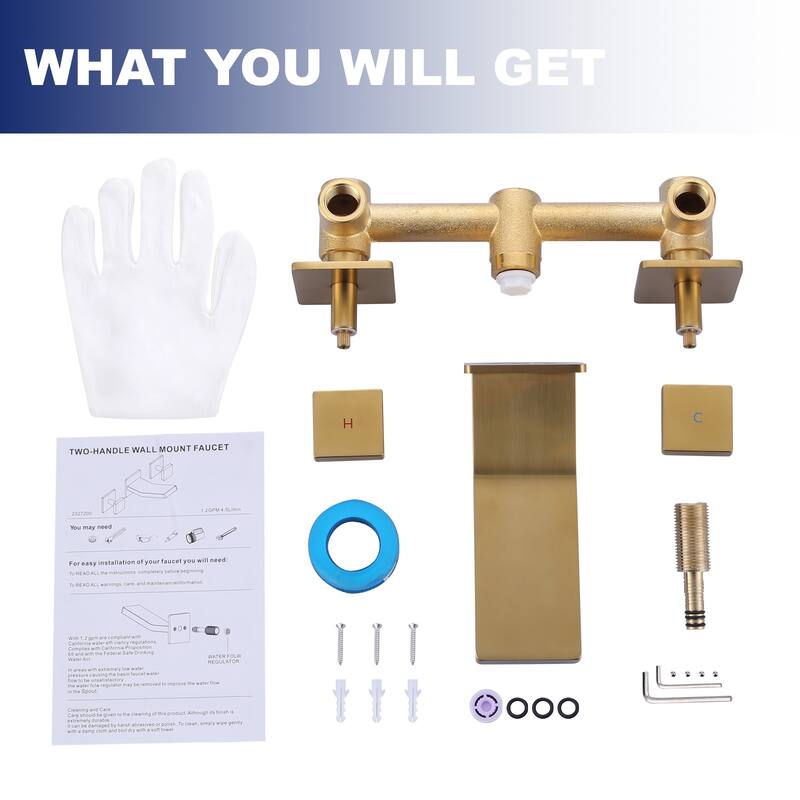 WOWOW Dual- Handle Waterfall Bathroom Wall-mount Faucet in Modern