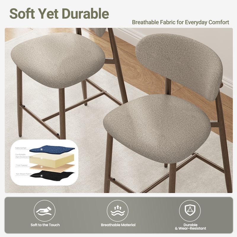 RENEWLINE 25 Inch Bar Stools with Backrest, Mid-Century Modern Counter Height Stools for Kitchen Island