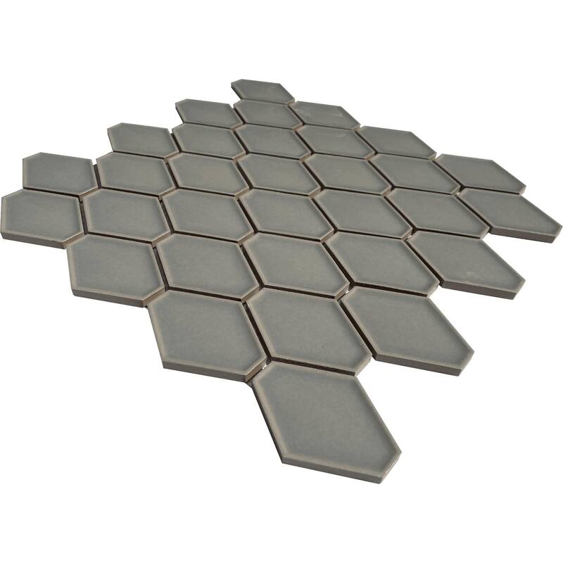 Century Clipped Diamond Porcelain Mosaic Tile - Sample - Grey