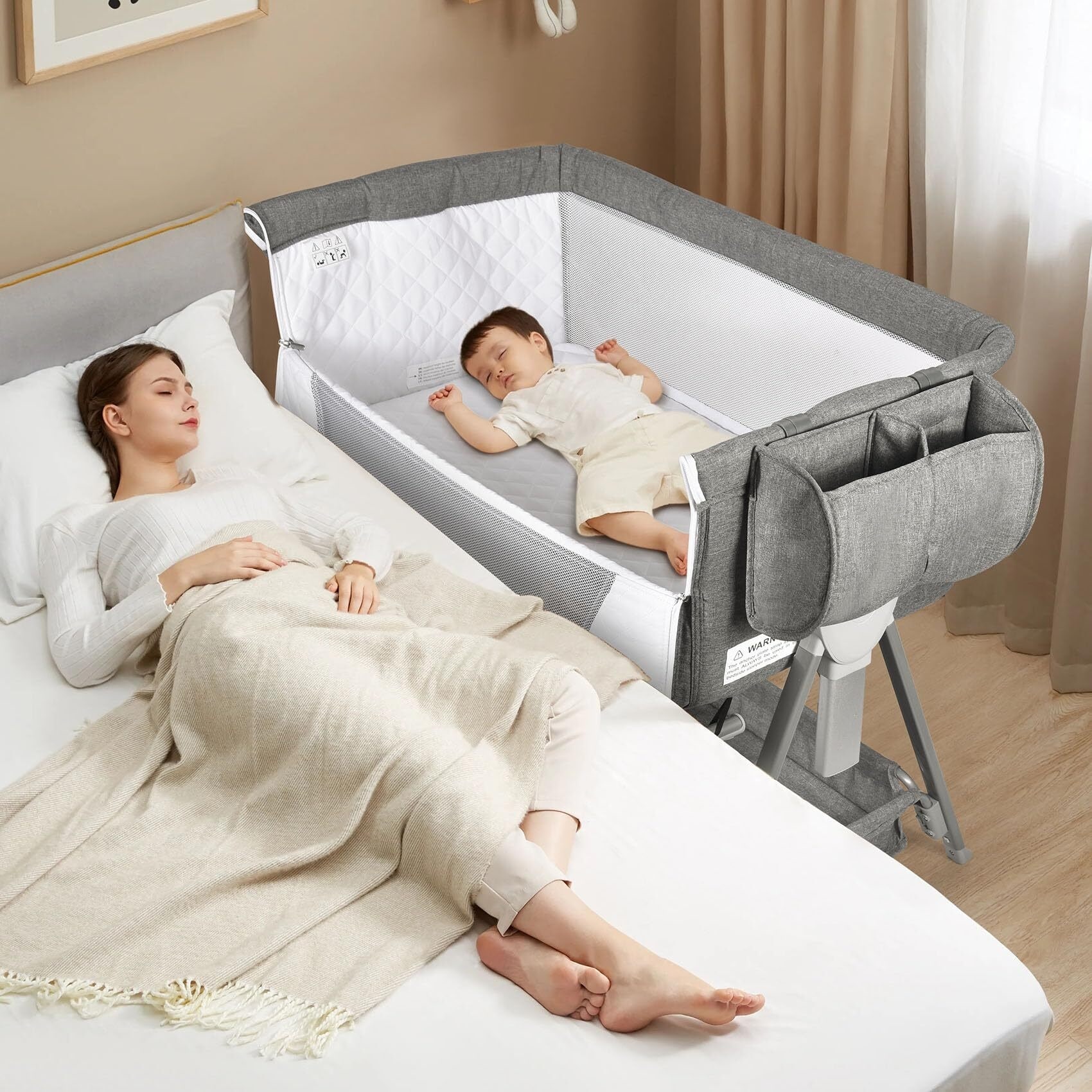 3-in-1 Baby Bassinet with Double-Lock Design and Adjustable