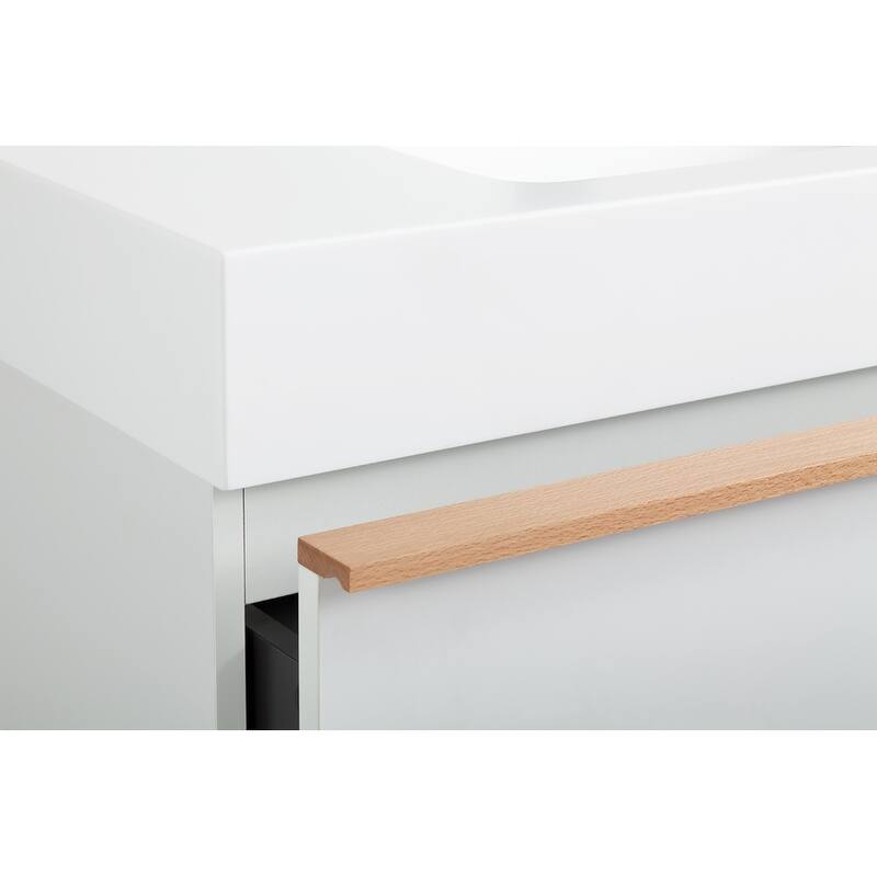 24 Inch Floating Modern Bathroom Vanity with Integrated Acrylic Sink, 2 Soft-Close Drawers and Pre-Assembled Design