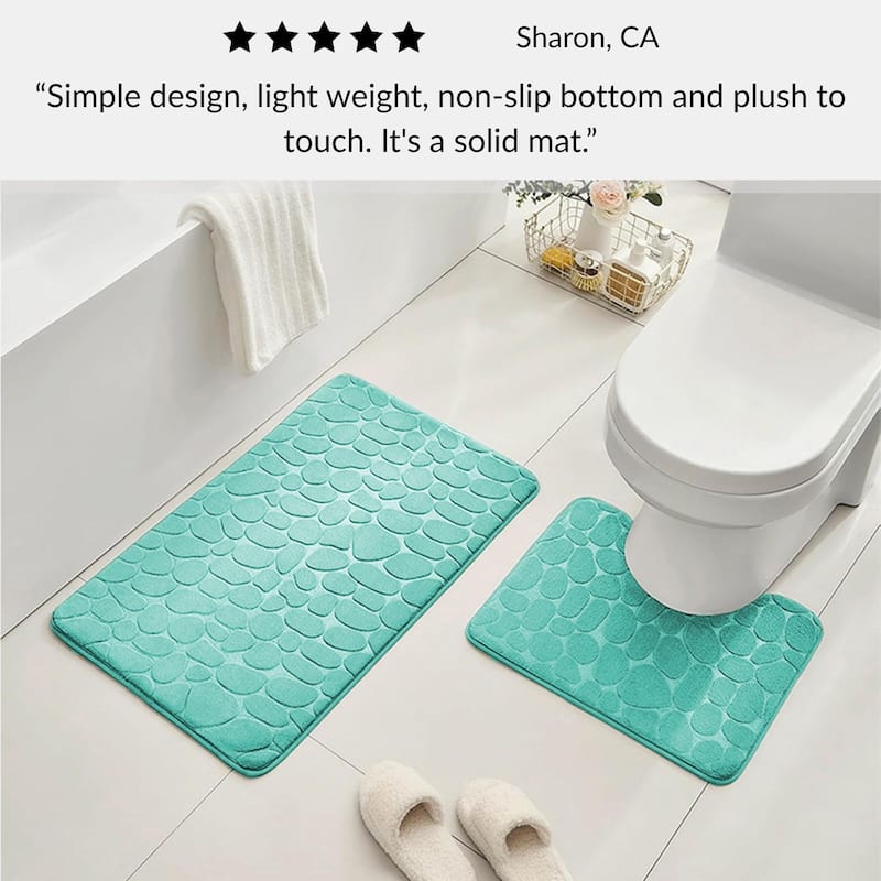 Memory Foam Contour Bath Mat Pebble Design 18x20