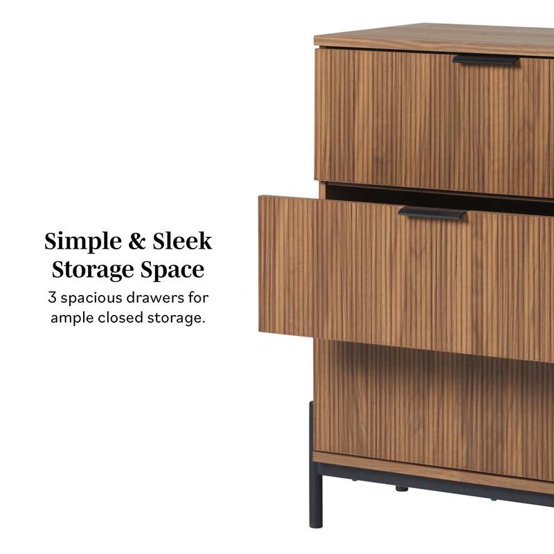 Middlebrook Designs Three Drawer Chest with Reeded Drawer Fronts