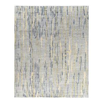 Modern One-of-a-Kind Hand-Knotted Area Rug - Gray, 8' 4" x 10' 1" - 8' 4" x 10' 1"