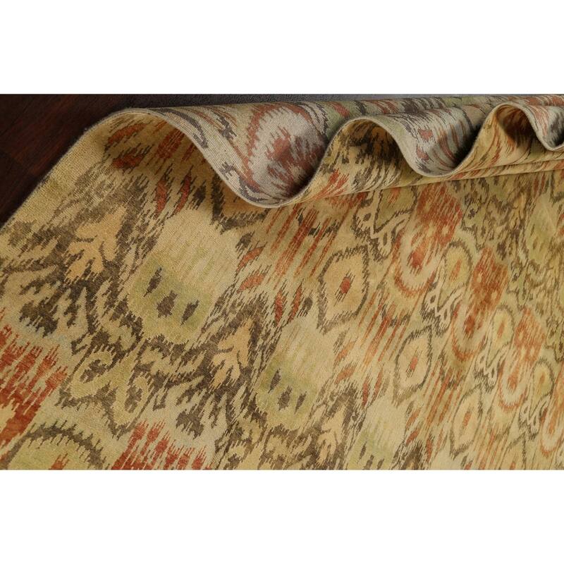 All-over Ikats Oriental Living Room Area Rug Wool Hand-knotted Carpet - 8'10" x 11'10"