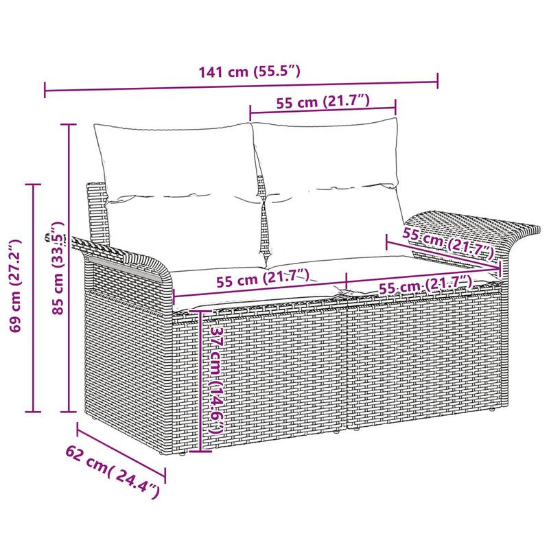 vidaXL 6/7 Piece Garden Sofa Set with Cushions - 95.5×52.2×27.2