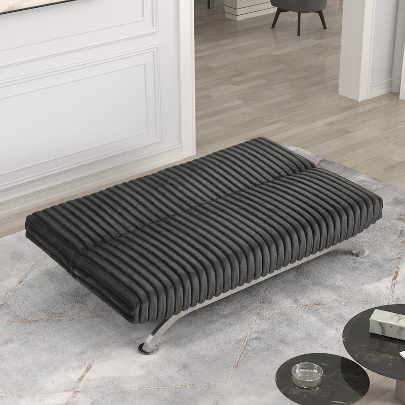 Furniture of America Draper II Modern Chenille Channel Tufted Fabric Futon Sofa Bed