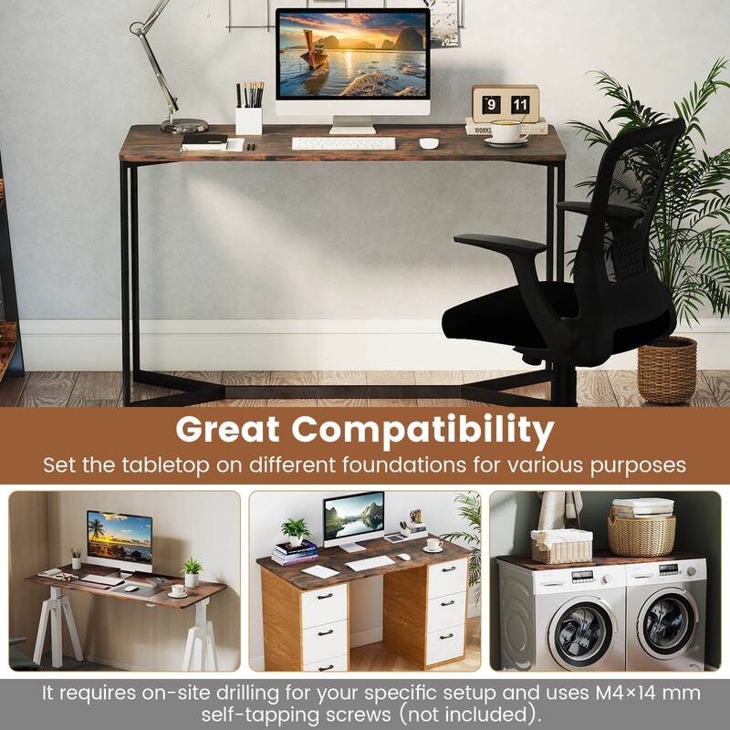 Costway 48” x 24” Whole Piece Table Top with Safe Rounded Corners for