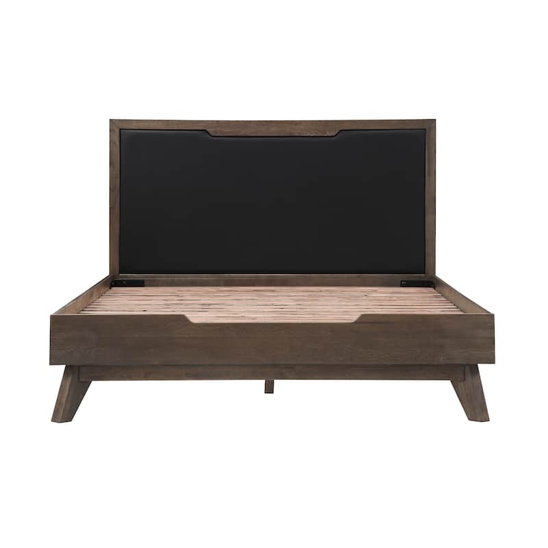 Astoria 4 Piece Bedroom Set in Oak with Black Faux Leather