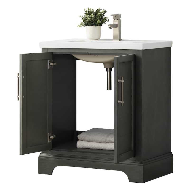 Vanity Art 30" Single Sink Bathroom Vanity with Ceramic Sink & Top