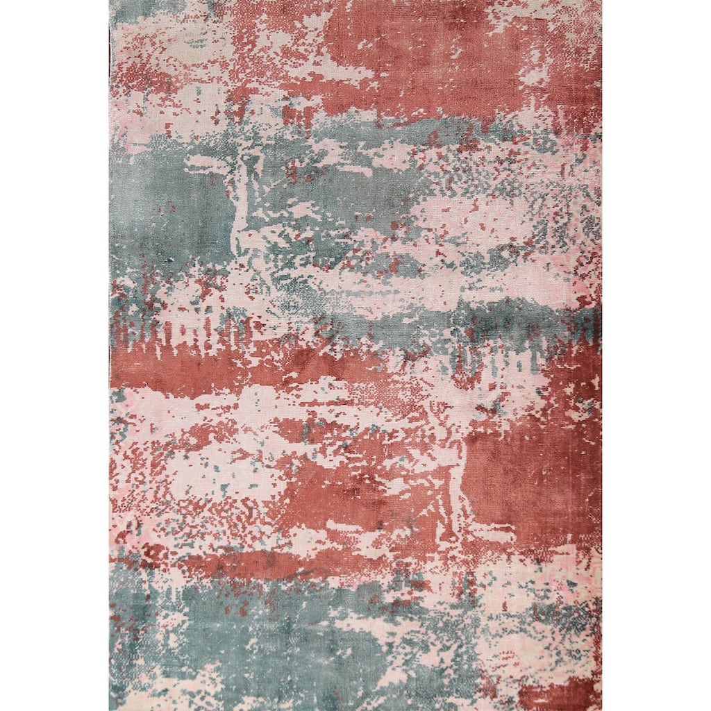 Contemporary Abstract Oriental Area Rug Hand-Knotted Wool Carpet - 3'6"x 5'4"