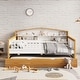 preview thumbnail 2 of 7, White+Walnut Full Size House Daybed with Trundle and Bookcase Headboard for Bedroom
