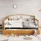 preview thumbnail 2 of 7, White+Walnut Full Size Wood House Shape Daybed with Trundle and Bookcase Headboard for Girls Boys Teens for Bedroom