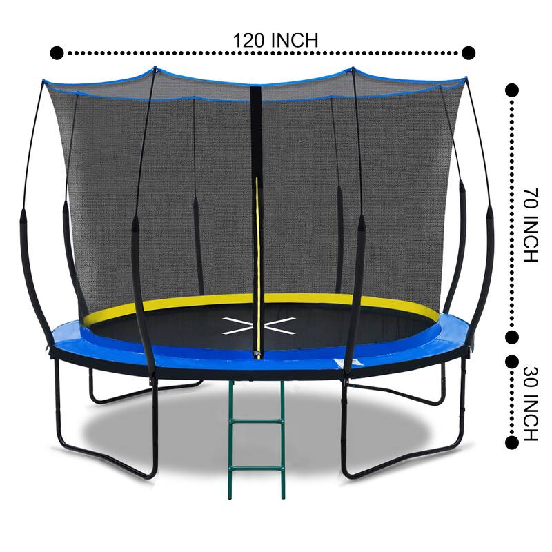 10FT Trampoline with Inner Safety Net (Elastic Ropes Version) - Blue