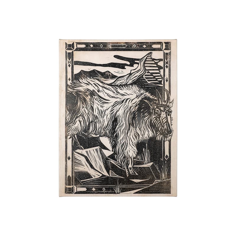 Linocut I (Goat) (30 x 40) Canvas Art Print - Small