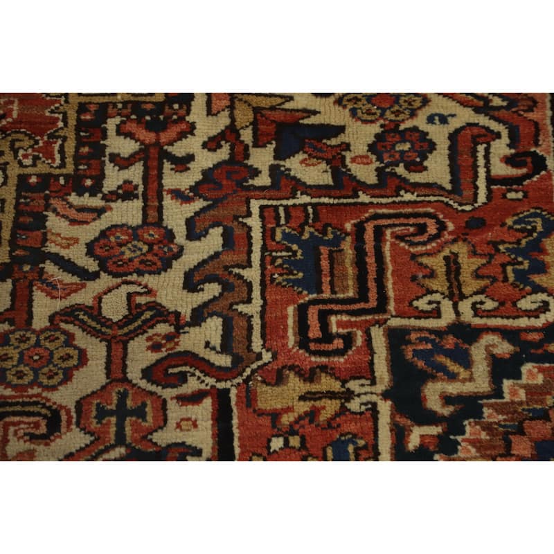 Hand Knotted Oriental 100% Wool Carpet Traditional Medallion Oranges & Rust Heriz Area Rug - 10' 3'' X 7' 1''