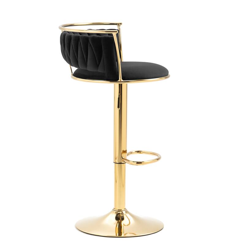 Set of 2 Velvet Adjustable Swivel Bar Stools