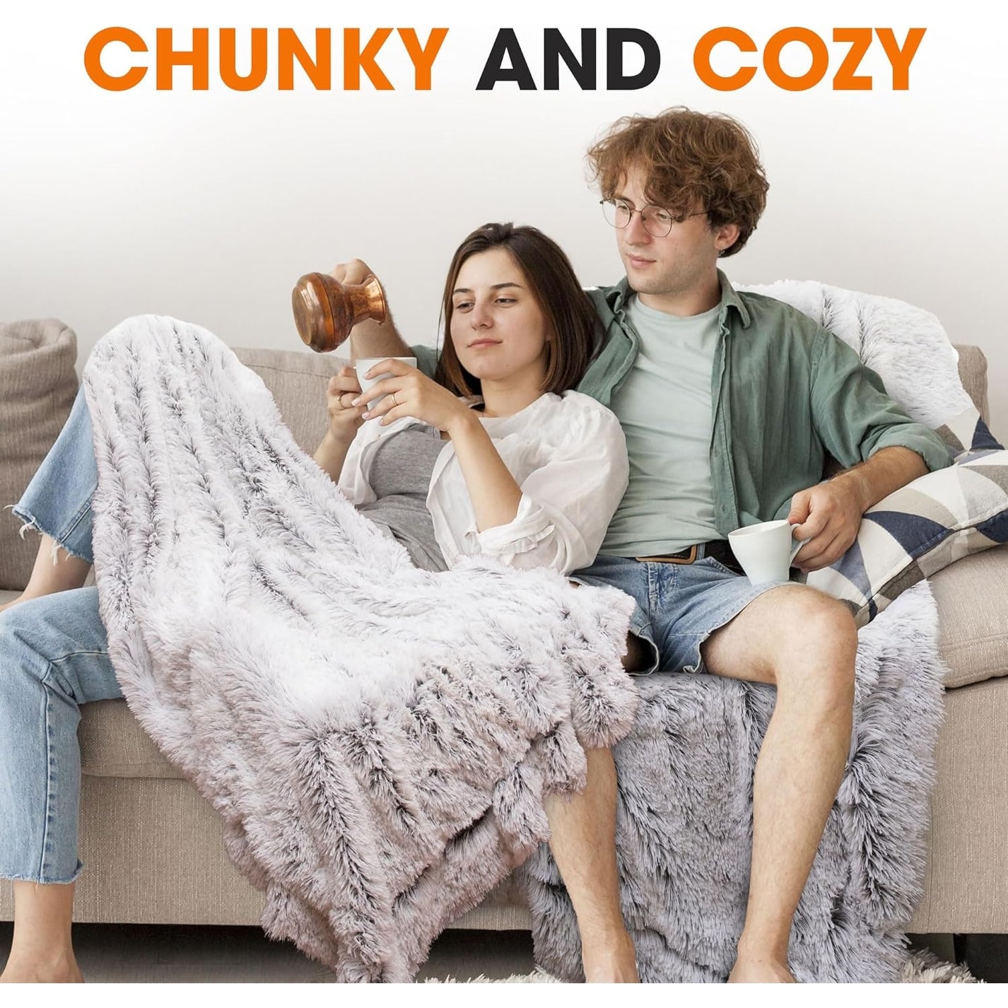 Cheer Collection Reversible Faux Fur Accent Throw Blanket-image