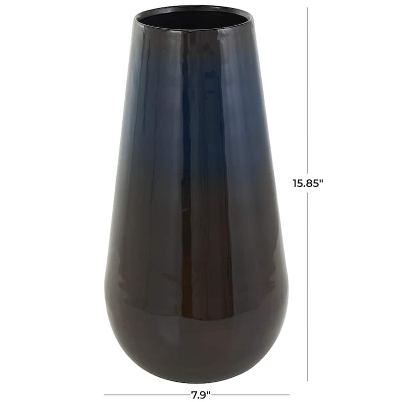 Metal Ombre Decorative Vase with Brown Accents - Blue - Roche River Decor