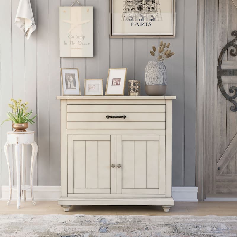 Cruize Transitional Antique White 32-inch Wood 2-Shelf Hallway Cabinet by Furniture of America