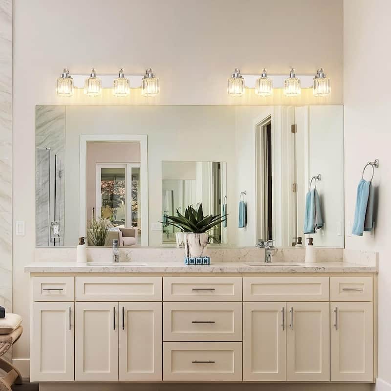 Modern Chrome Led Crystal Vanity Lights Over Mirror 4 Lights