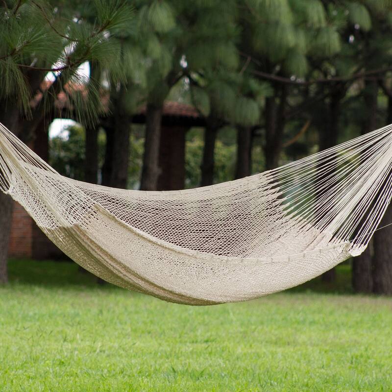 NOVICA Cotton Caribbean Sands Double Hammock (Mexico) - 151