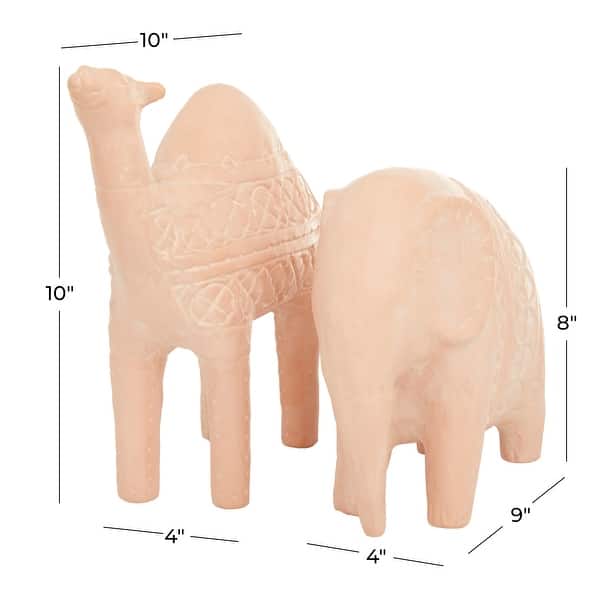 Pink Ceramic Modern Farmhouse Sculpture Set of 2 - 10 x 4 x 10 and 9 x 4 x 8