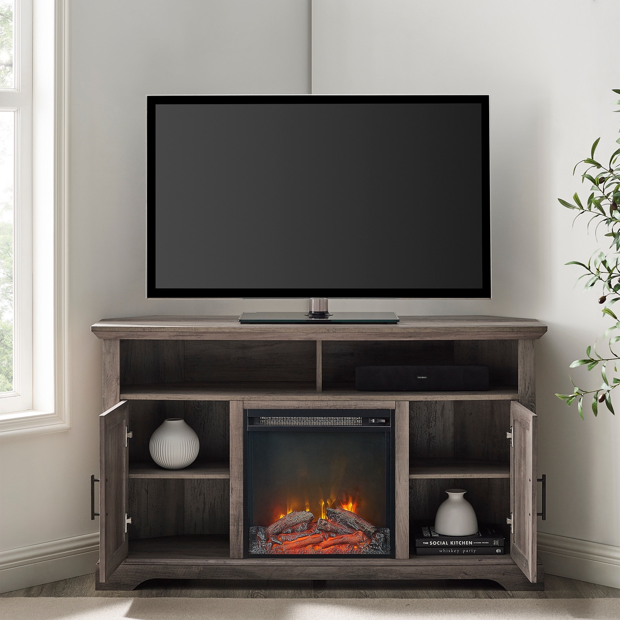 Dominick corner outlet tv stand