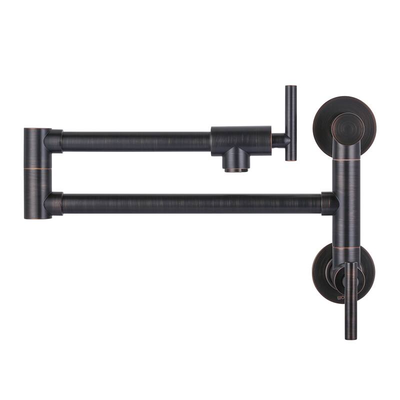 WOWOW Wall Mounted Pot Filler with Control Double Joint Swing Arm - Oil Rubbed Bronze