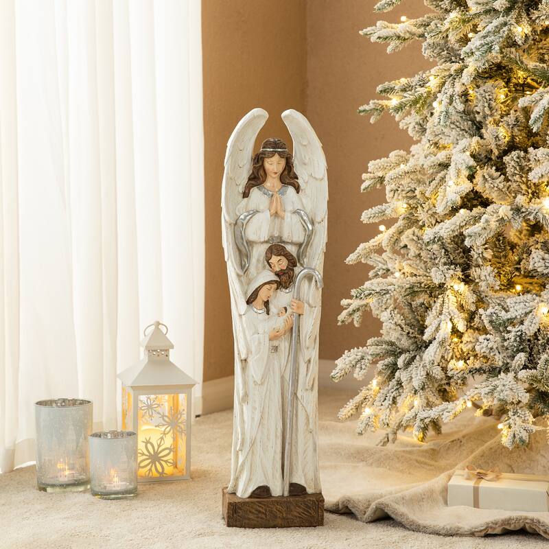 Glitzhome Resin Angel Christmas Nativity