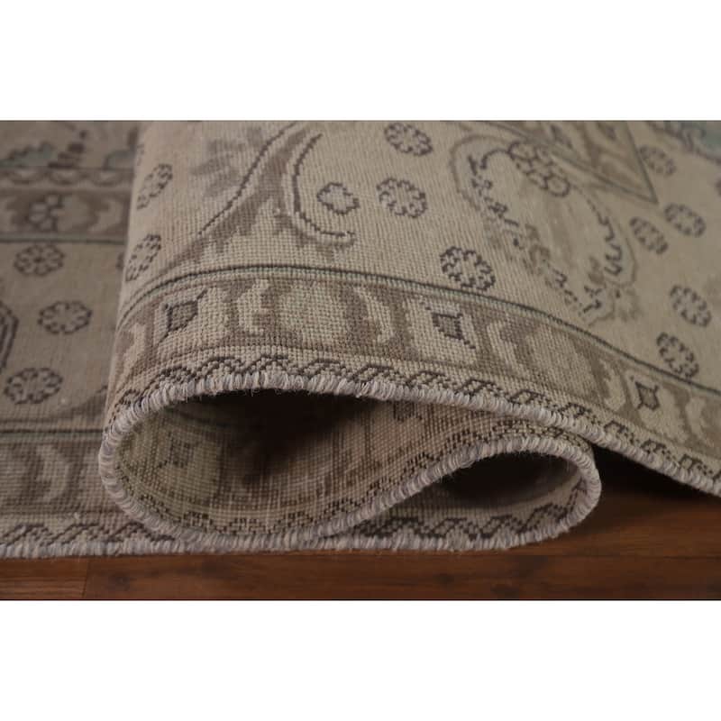 Hand Knotted Oriental 100% Wool Carpet Traditional Medallion Beige & Ivories Tabriz Area Rug - 12' 2'' X 9' 8''