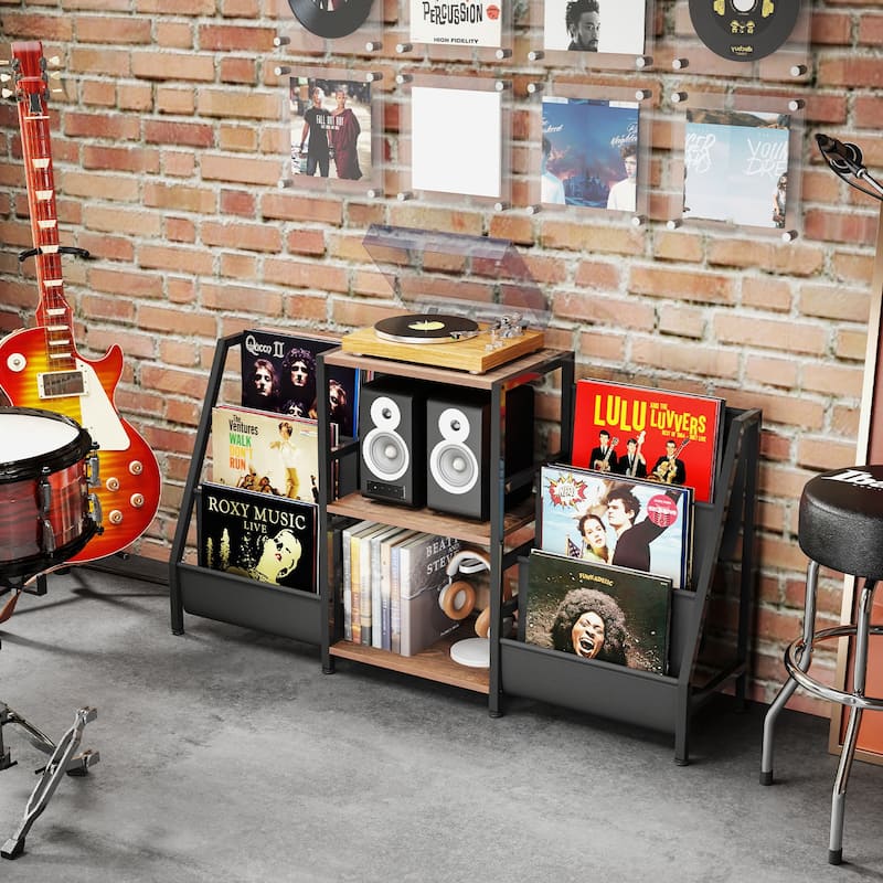 Gymax Record Player Stand w/ Vinyl Storage Turntable Display Stand w/