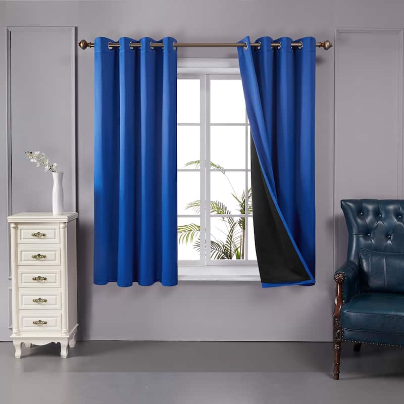 Deconovo 100 Percent Blackout Double Layers Lined Curtain (2 Panel) - 52x45 Inch - Royal Blue