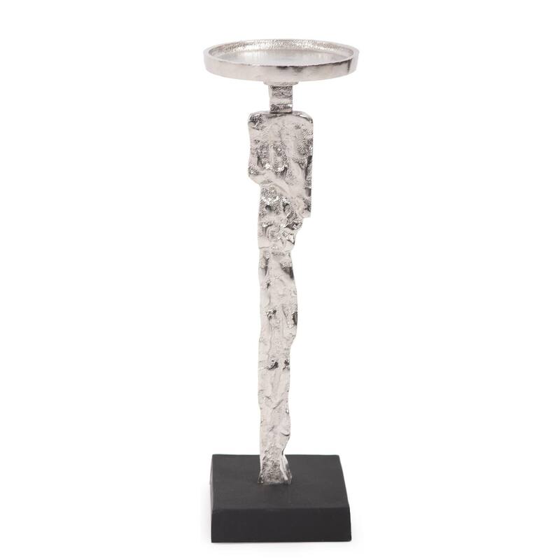 Abstract Figure Candle Holder Short - Silver