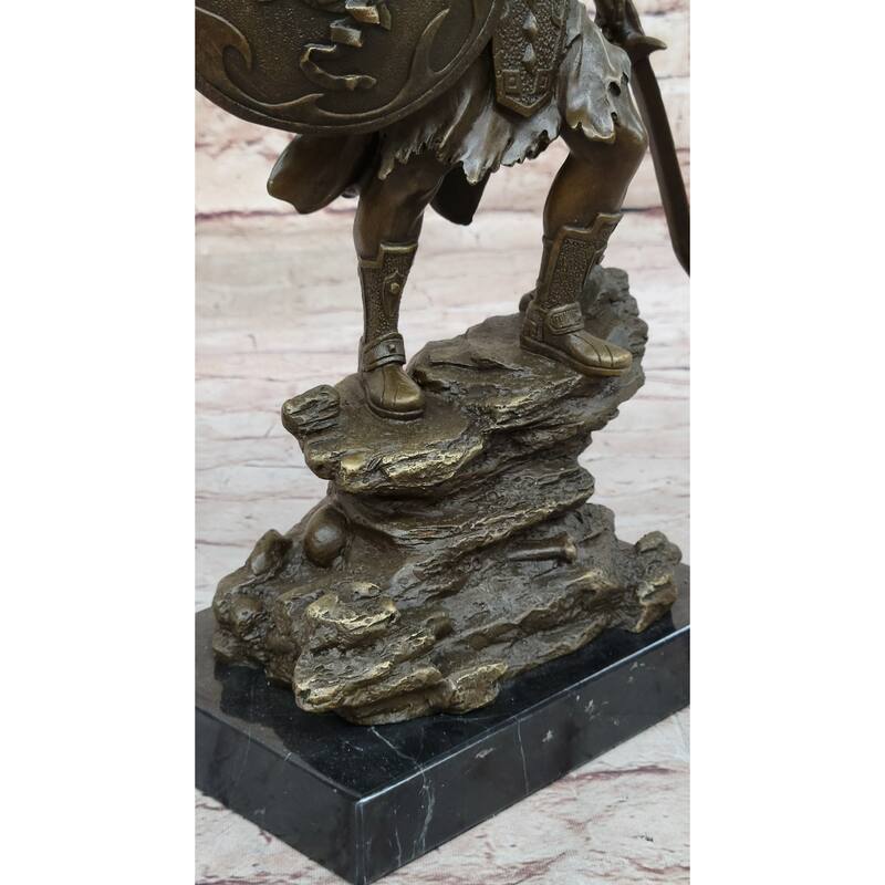 Fantasy Viking Warrior W/ Horned Helmet - Bronze Sculpture Statue Original Art By Kamiko