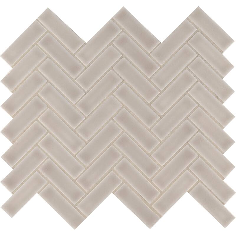 Ackland AKM-P-1X3HBG-CA 12" x 12" Ceramic and Porcelain Herringbone - Chapel Frost