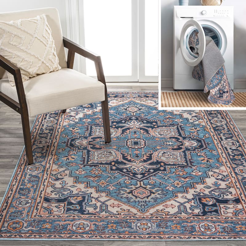 JONATHAN Y Victoria Ornate Large Medallion Machine Washable Area Rug