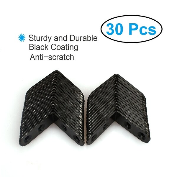 30 Pcs Plastic L Shaped Right Angle Furniture Corner Brace Bracket Black