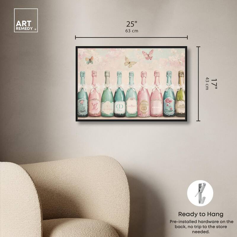 Champagne Mint and Pink Canvas by Art Remedy