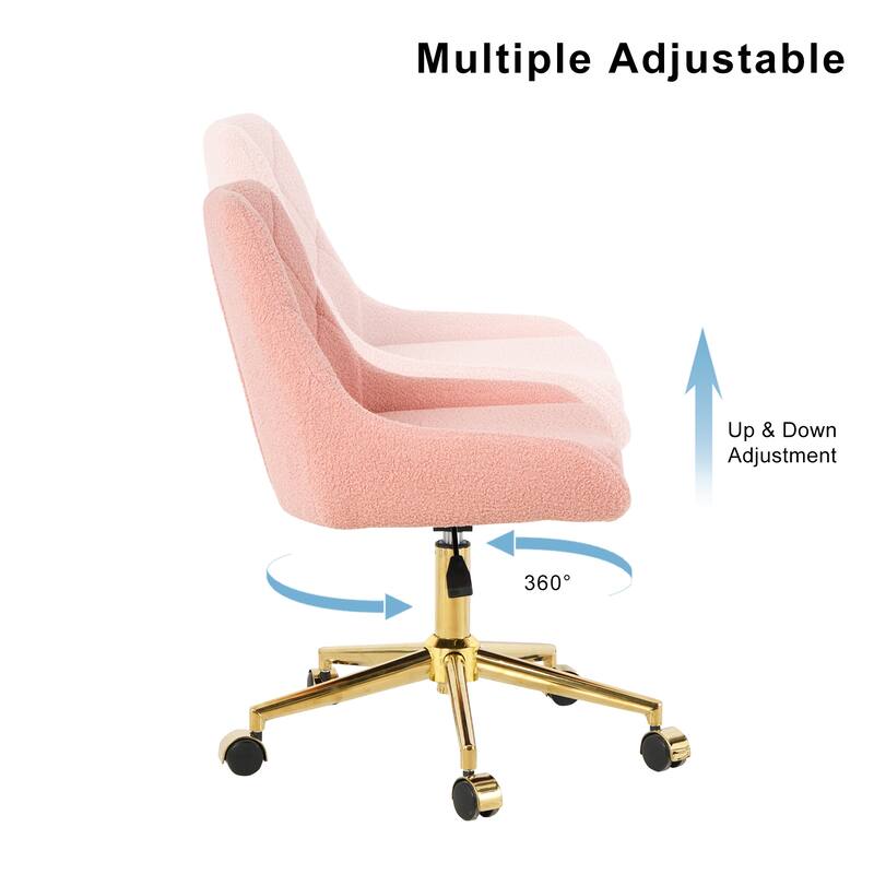 Pink+Gold Teddy 22.3" Tufted Accent Chair with Chrome Legs