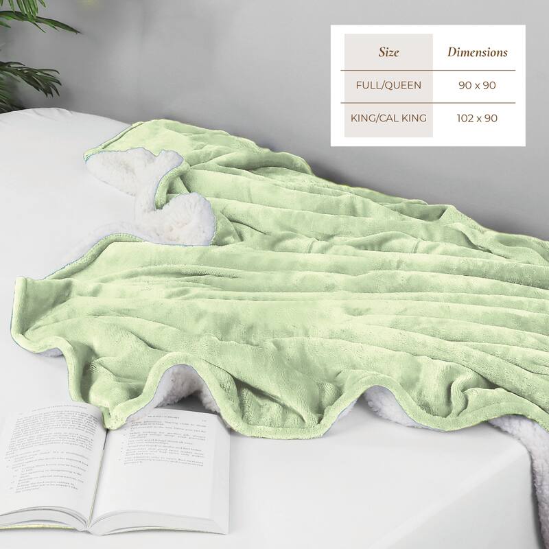 Linery & Co. Velvet Plush Reversible Sherpa Bed Blanket