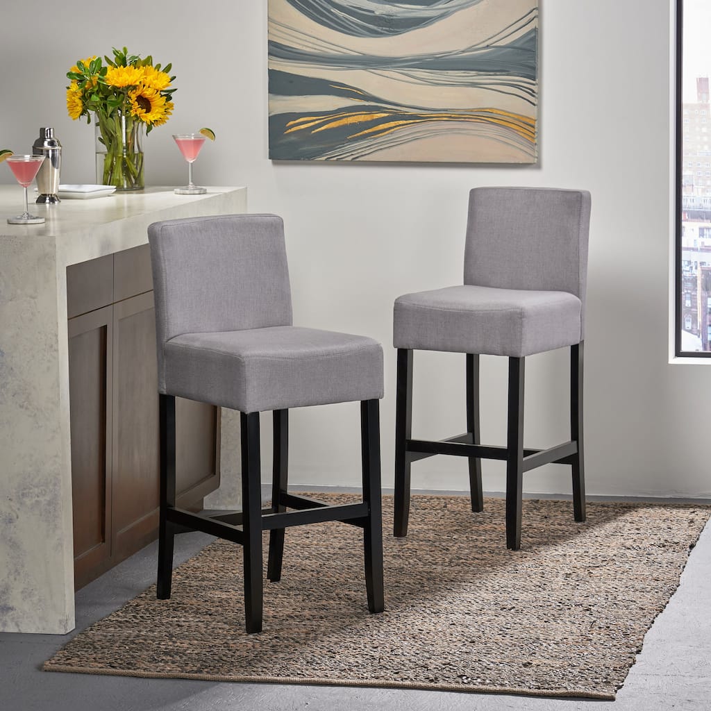 Modern 30" Set of 2 Bar Stools with Padded Seat Backrest, Solid Wood Frame for Dining Room Living Room and Bar Counter