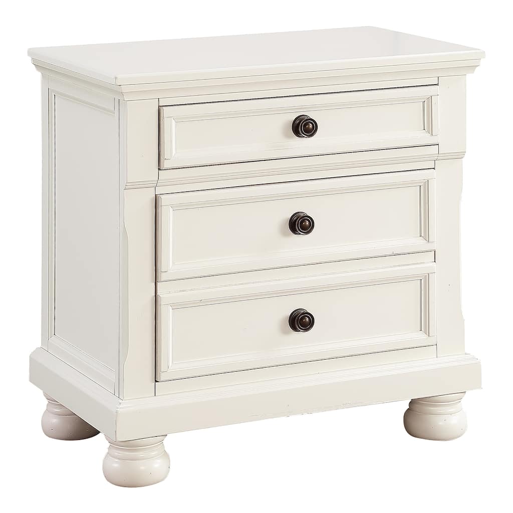 Transitional Wooden Nightstand, Bedside Storage Cabinet with Hidden Drawer, Living Room Side Table with Bun Feet