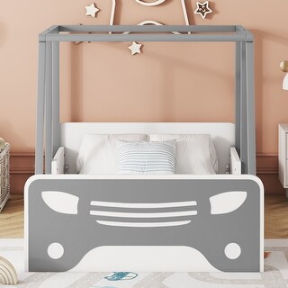 Wooden Twin Car-Shaped Floor Bed-Easy Assembly