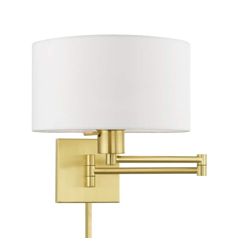 Livex Lighting 1-Light Off-White Drum Shade Swing Arm Wall Lamp, 40036