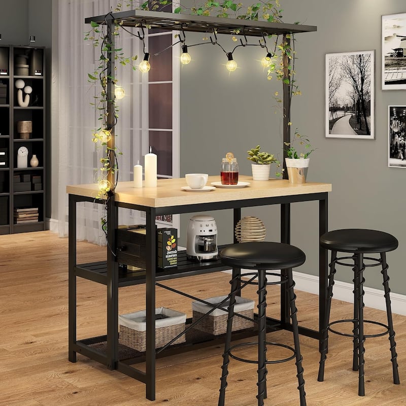42"/47" Multi-Functional Kitchen Island with Storage - Heavy-Duty Wood & Metal Design, Microwave Shelf