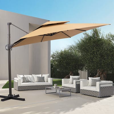11 × 9 ft Outdoor Patio Cantilever Offset Dual Top Umbrella