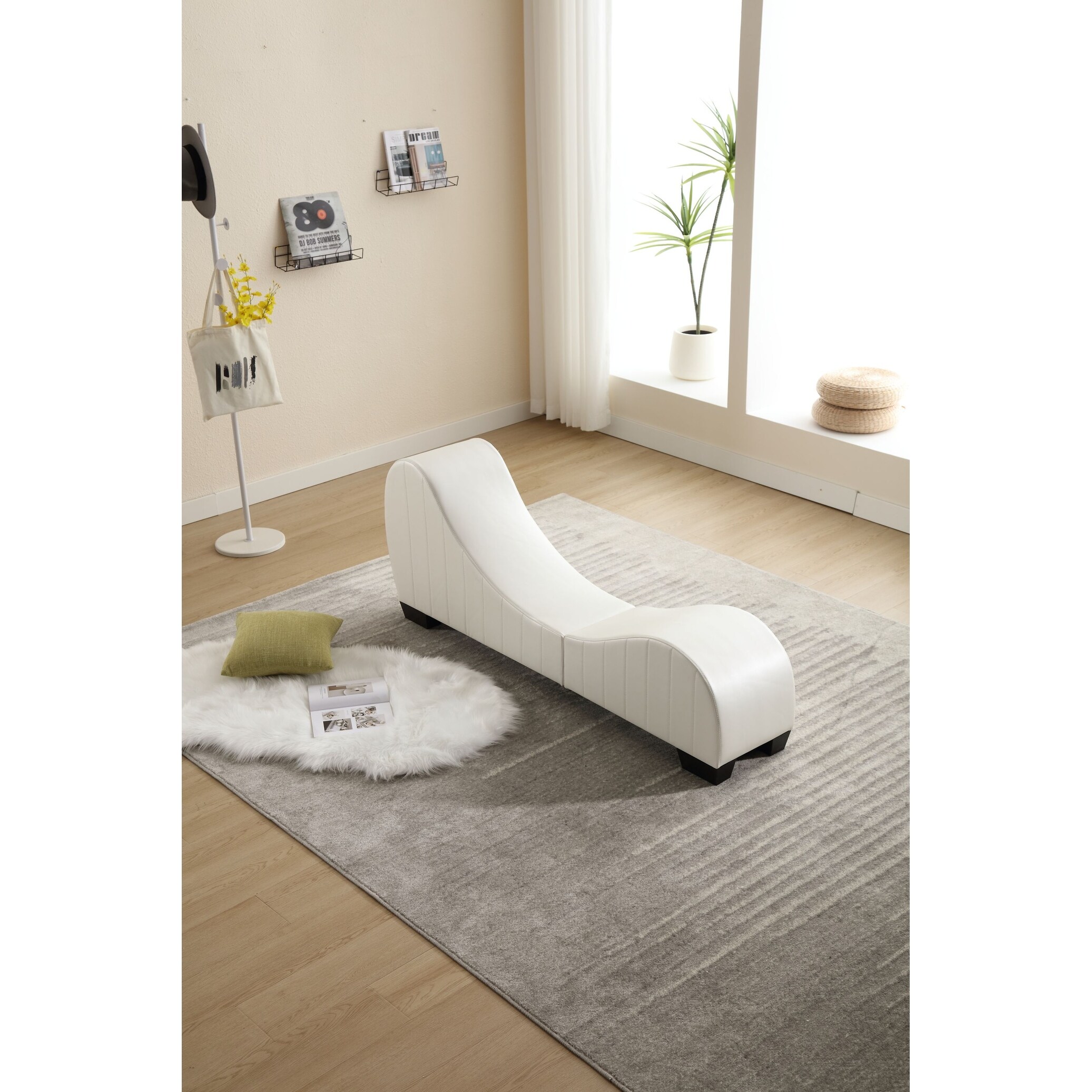 Modern Faux Leather Curved Yoga Chaise Lounge 13.78 x 62.20 x 25.79 Bed Bath Beyond 40262542
