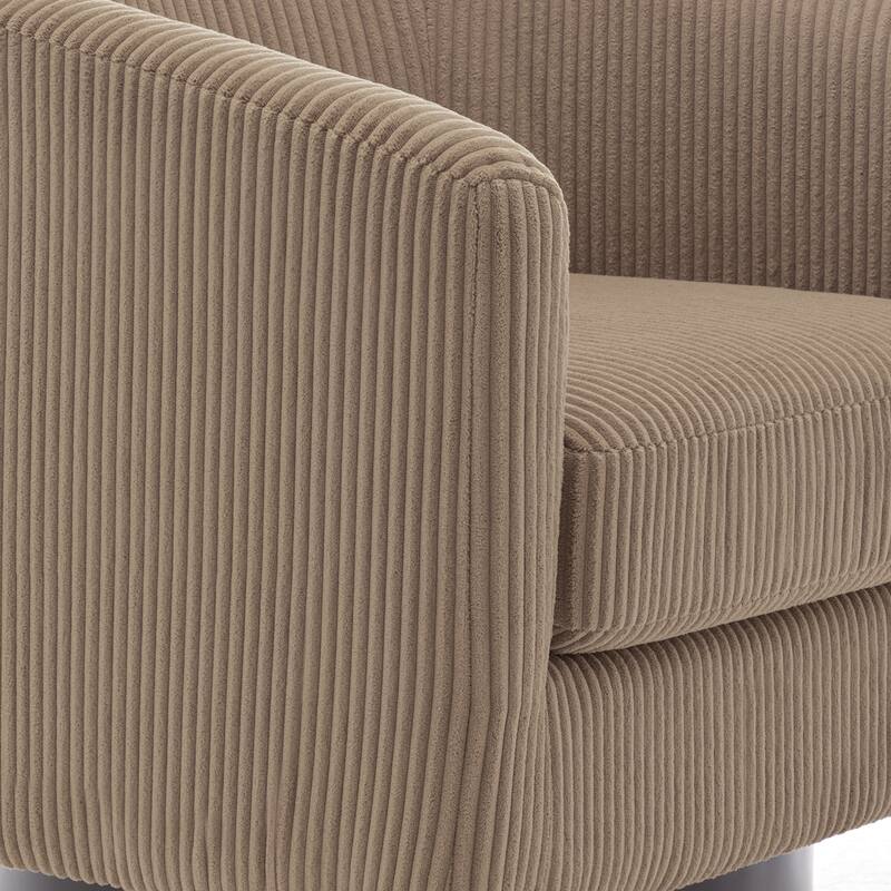 Corduroy Upholstered Swivel Barrel Chair (Set of 2)